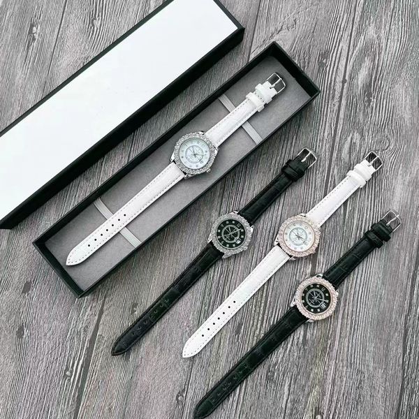 

discount fashion women watch rhinestone leather quartz clock 36mm women casual rose gold watch with case dw5, Slivery;brown