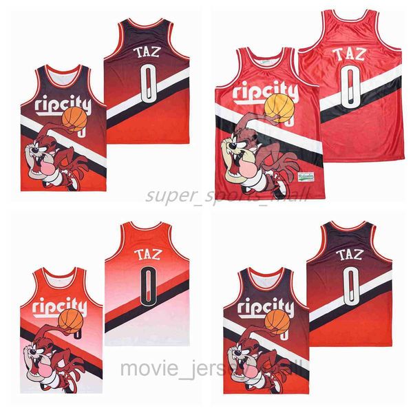 

movie basketball jerseys ripcity #0 taz red jersey ripcity, Black;red