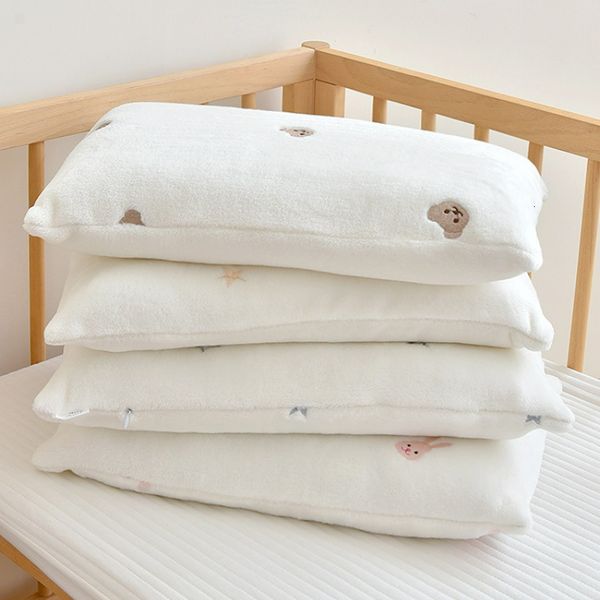 

pillows infant kids born sleeping pillow baby milk plus velvet cute cartoon embroidery nap pillow children's pillow 230309