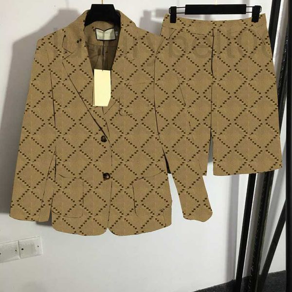 

women's jackets designer lady jacquard blazers jacket shorts khaki lapel neck coats creative pocket coat set 0pvu, Black;brown