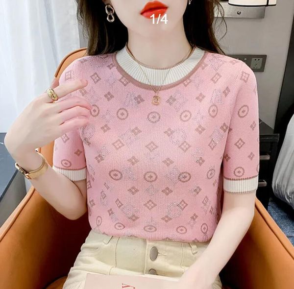 

women's knits 2023 summer designer double g women's knits & tees sweater full letter printing fashion short-sleeved t-shirt, White