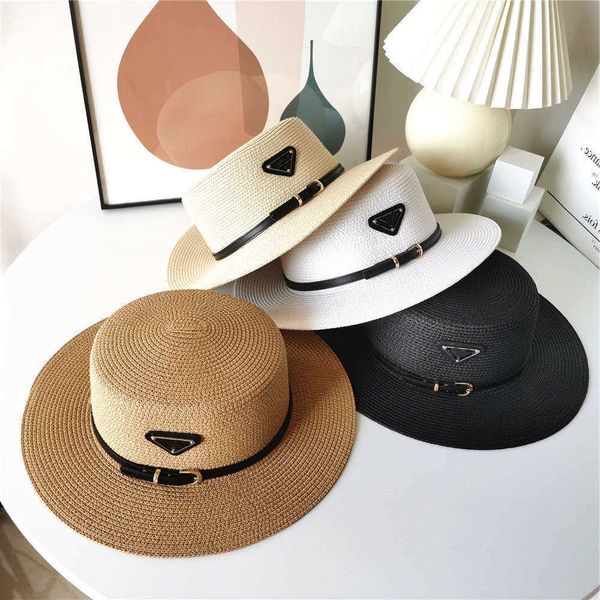 

2023 ins summer women straw hat fashion sun protection beach personality wide brim hats with ribbon svg6, Blue;gray