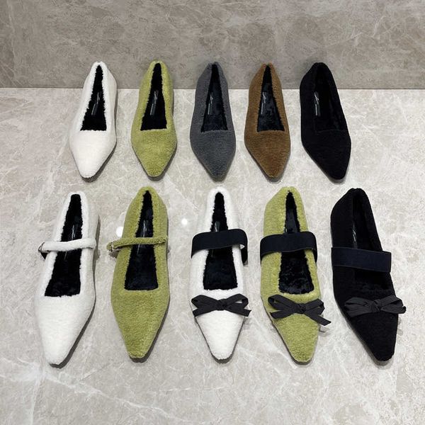 

dress shoes fur women flats heeled 2023 new arrivals shallow slip on loafers black green white casual flat dress shoes woman bow design
