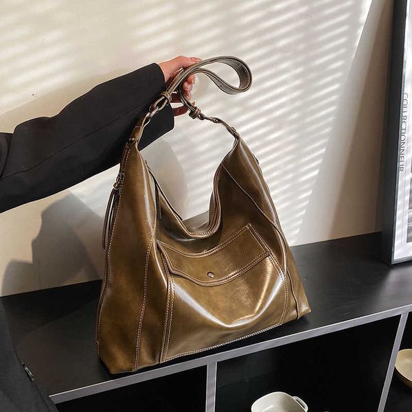 

nxy big crossbody bags for women 2023 winter retro leather designer large capacity shoulder handbags hobo bag