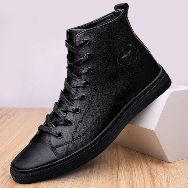 

boots black warm fur men fashion genuine leather winter shoes snow for boats 230309