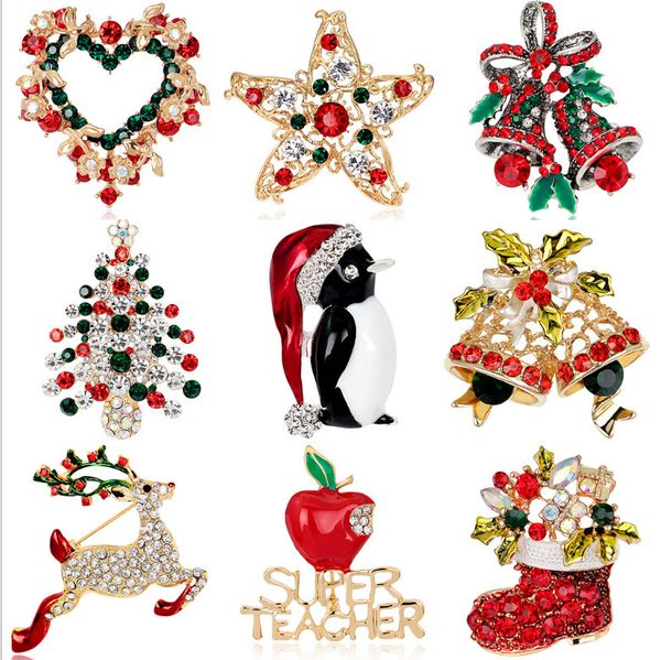 

luxury designers brooch christmas pins stylish jewelry wemon party daily wearing kc gold plated 6pcs/lot, Gray