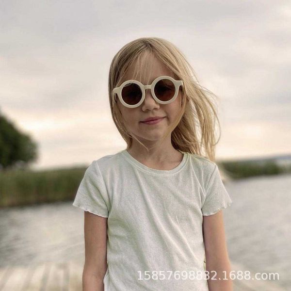 

baby sunglasses danish matte childrens trendy round frame vintage mocha color, Blue