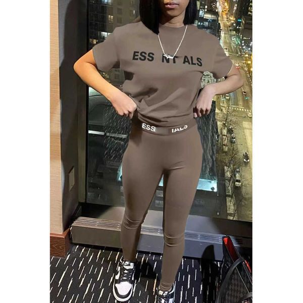 

designer 2023 silm pants suit tracksuits womens two pieces jogger set new letters printed short sleeve fashion tights track suits, White