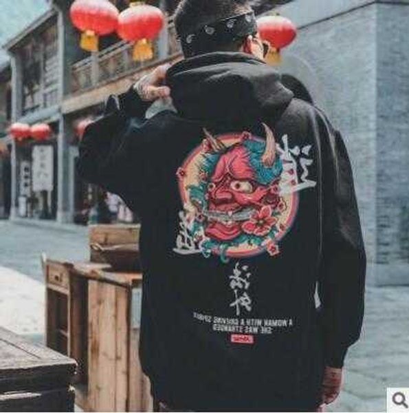 

mens fashion cool hip hop hoodies japanese casual sweatshirts streetwear women loose pullover harajuku devil hoodie male 218sa, Black