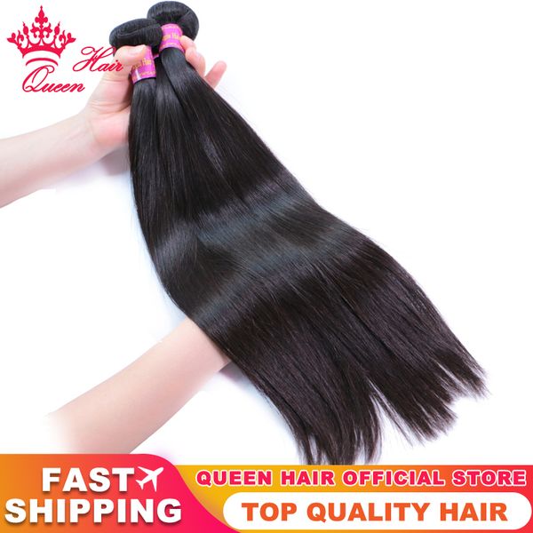 

100% unprocessed virgin straight raw hair brazilian hair bundles 100% human hair natural color hair extensions queen hair official store, Black