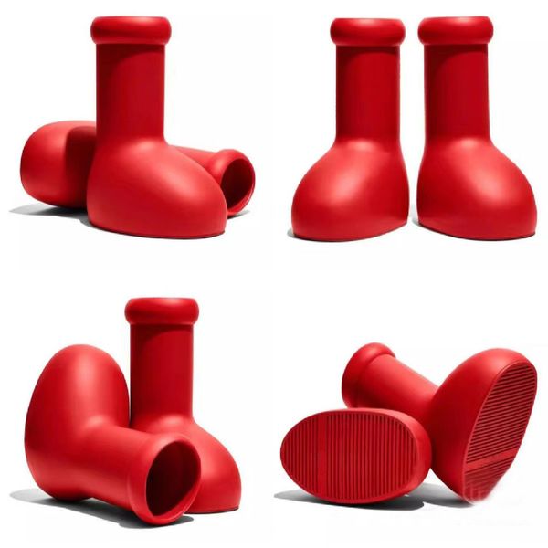 

2023 big red boots boy designer the latest boot cartoon boots into real life fashion men women shoes rainboots rubber knee boots round shoes, Black