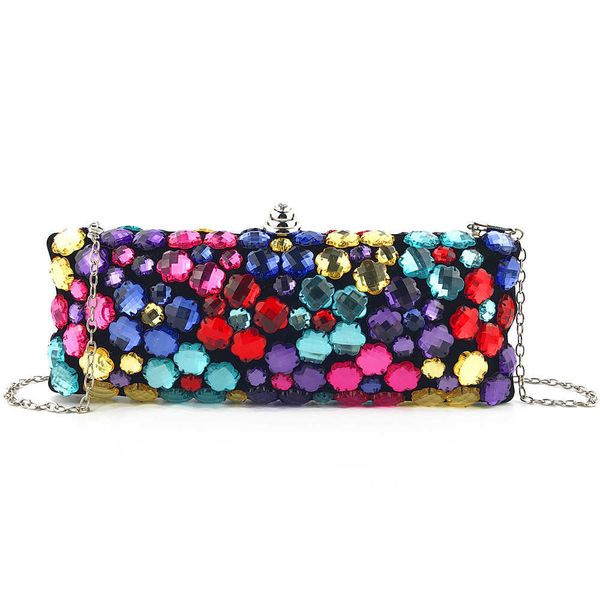

hengmei dinner bag handmade colorful beaded bag women's diamond clutch bag 230309