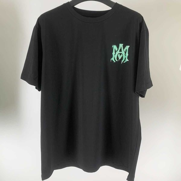 

t-shirts ammri tee shirts printing round neck casual short sleeve t-shirt high street fashion designer brand niche ins celebrity leis, White;black