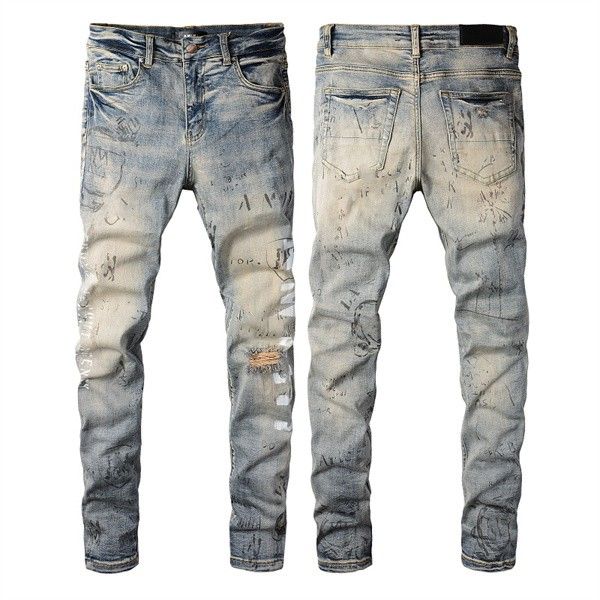 

designer jeans mens pants linen pants hip hop men jeans distressed ripped biker slim fit motorcycle denim for men#869, Blue