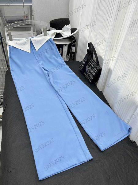 

womens pants splicing color bump waist head high waist fashion pants custom fabric traditional ironing process designer trousers luxury bran, Black;white