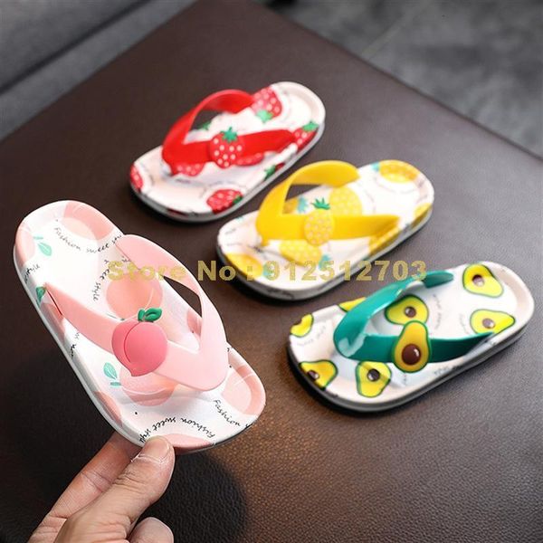

slipper cartoon fruit pattern flip flop kids summer slippers baby girls beach shoes travel children light portable sandal 230308, Black;grey