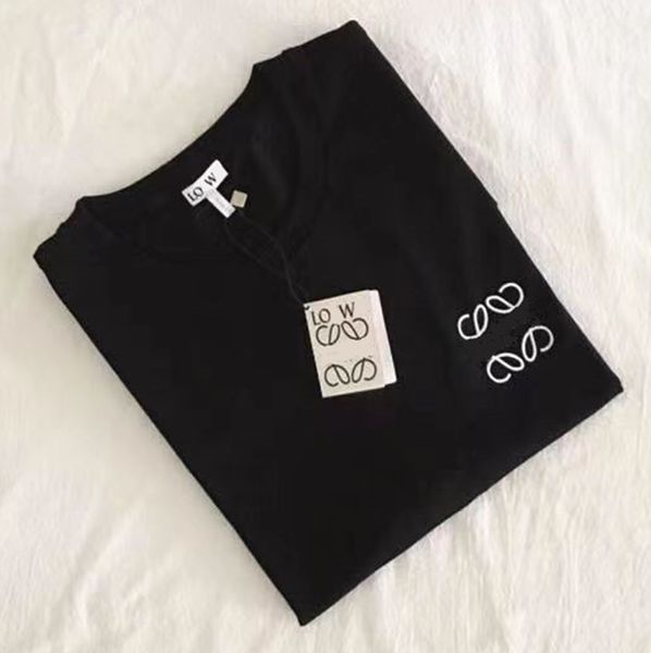 

new fashion design embroidered t-shirt men and women with the same summer 100 high-end half sleeve cotton youth light luxury brand size s-5x, White;black