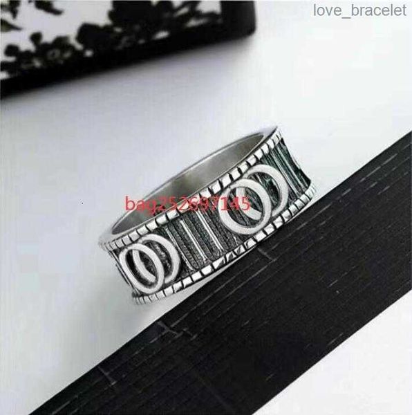 

2020 new mens rings ring width fashion brand vintage ring engraving couples ring wedding jewelry gift love rings bague with box, Silver