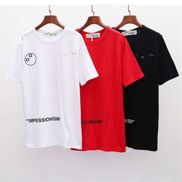 

fashion offs classic luxury mens t shirts designer brand cotton short sleeves t-shirts women tees back paint brush strip arrow black, White;black