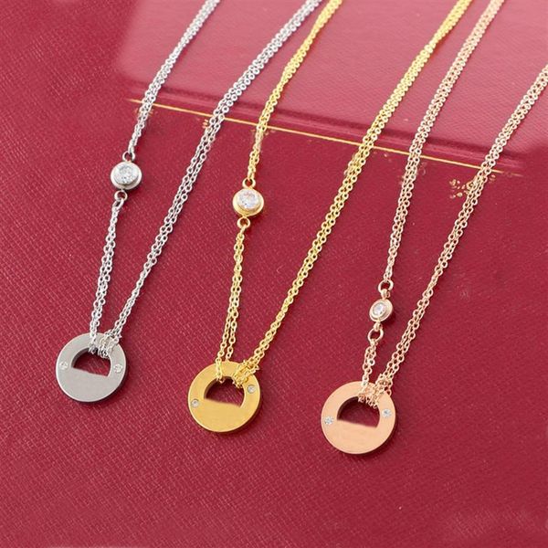

circle cz diamond designer necklaces rose gold silver color necklace for women vintage collar costume jewelry with box set333c