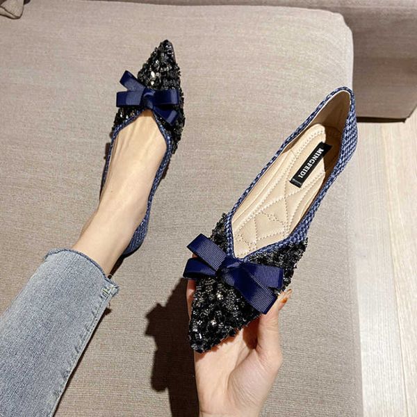 

dress shoes women pointed toe walking shoes new allmatch bowknot ladies loafers casual slip on flat walking shoes chaussure femme size 43, Black