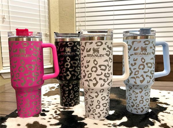 

stanley 40oz mug leapard print tumbler with handle insulated tumblers lids straw stainless steel coffee termos cup with logo