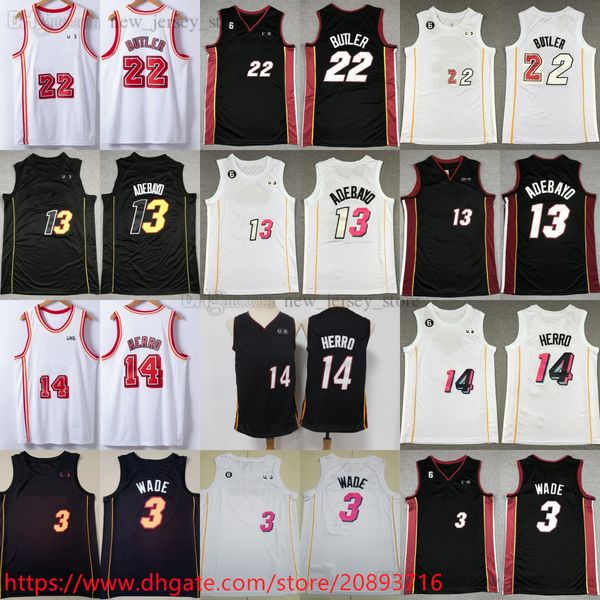 

custom new city dwyane basketball 22 jimmy 3 wade butler jersey stitched xs-6xl with 6 patch 13 bam adebayo 14 tyler herro jerseys man women, Black;red