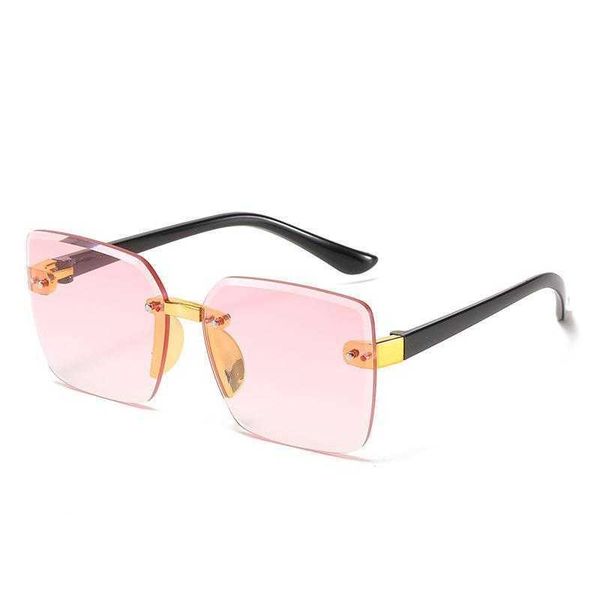 

diamond rimmed kids sunglasses square frameless male and female baby sunshade, Blue
