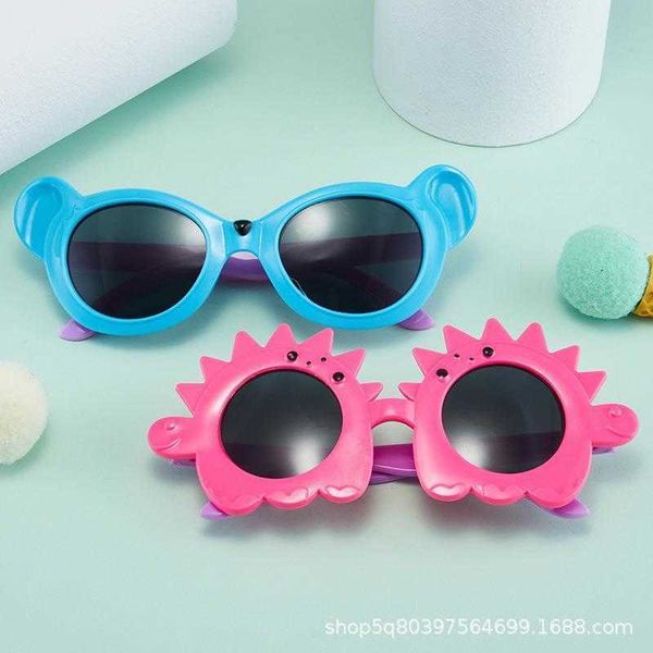 

korean cartoon cute handsome kids sunglasses little dinosaur trendy panda, Blue