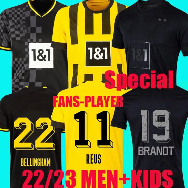 

22-23 westfalen dortmund soccer jersey all-black special blackout 110th borussia 2022 2023 home football shirt reus bellingham hummels reyna, Black;yellow
