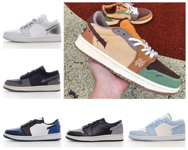 

zion williamson x jumpman 1 low og voodoo basketball shoes 1s oil green fossil fashion trainers sneakers sports with box, Red;white