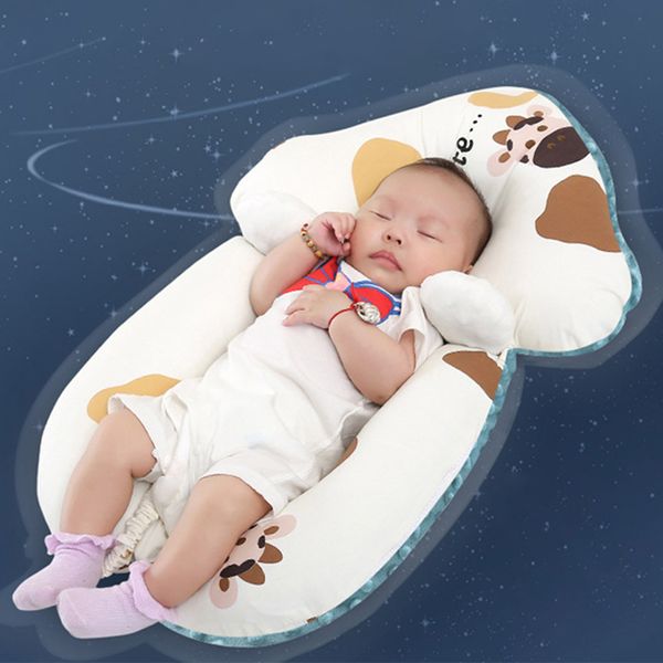 

pillows born baby styling pillow infant pure cotton printed cow anti-startle sleeping pillows correcting tilted head neck protection 230309