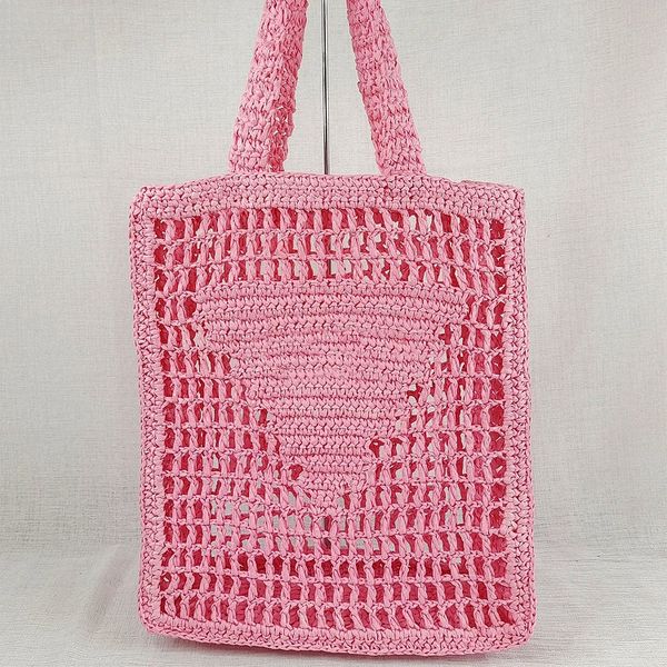 

summer designer beach bag colorful shoulder bags hollow out handbags with letters classic lady knitting cosmetic bags shopping bag