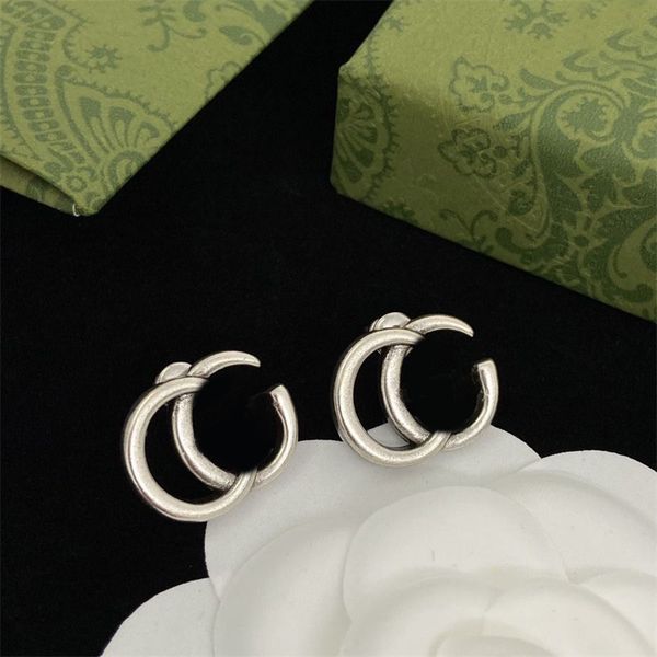 

distinctive ladies mens stud earring plated silver g letter shape metal twisted street mothers day party elegant orecchini cjeweler luxury e, Golden;silver