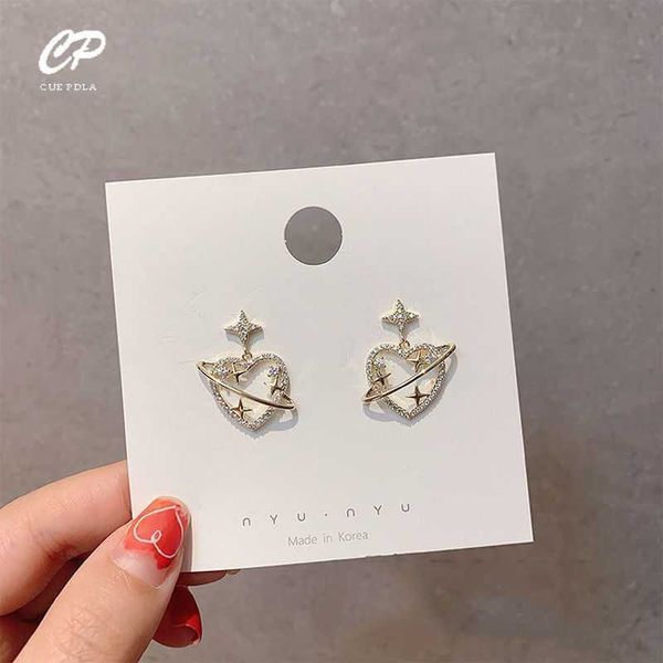 

charm korea diamond love earrings for women simple fashion elegant earring female rhinestone temperament jewelry l230309, Golden