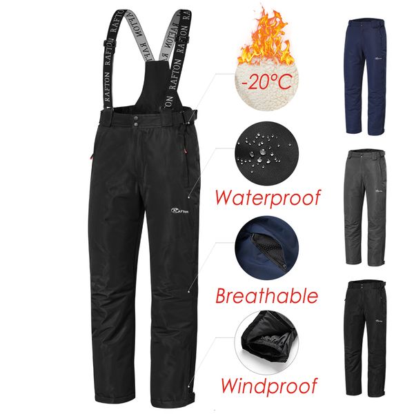 

men's pants men winter outdoor wateroroof snow ski hiking pants trousers men autumn detachable windproof thick warm fleece pants male 2, Black
