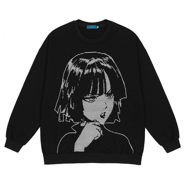 

men's hoodies sweatshirts sweatshirt men high streetwear japan anime kawaii printed hoodie harajuku women oversized autumn winter fleec, Black