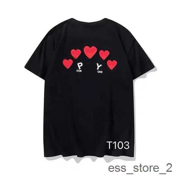 

2023 cdg summer cdgs mens t shirs play shir commes shor sleeve womens des badge garcons embroidery hear red 5 dhe, White;black