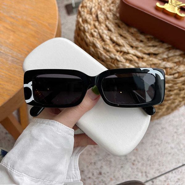 

2022 new xiaoxiang style printing classic fashion personality rectangular narrow frame sunglasses 71473, Silver