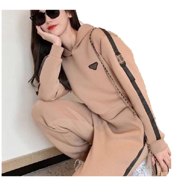 

ss women tracksuits luxury fashion lady sets casual hoodie two pieces set black white kaki long sleeve sports clothes trainning excercise cl, Gray