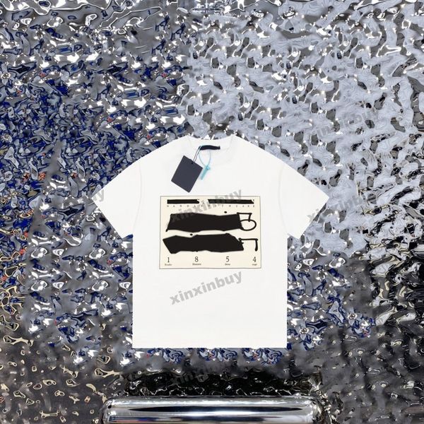 

xinxinbuy men designer tee t shirt 23ss 1854 embroidery print short sleeve cotton women black white gray green s-2xl, Black;brown