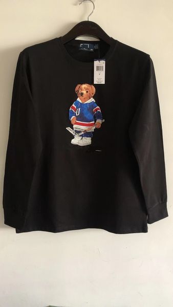 

polos men's t shirts designer men's long sleeve t-shirt with cartoon bear print, cotton casual fashion for youthful style in sprin, White;black