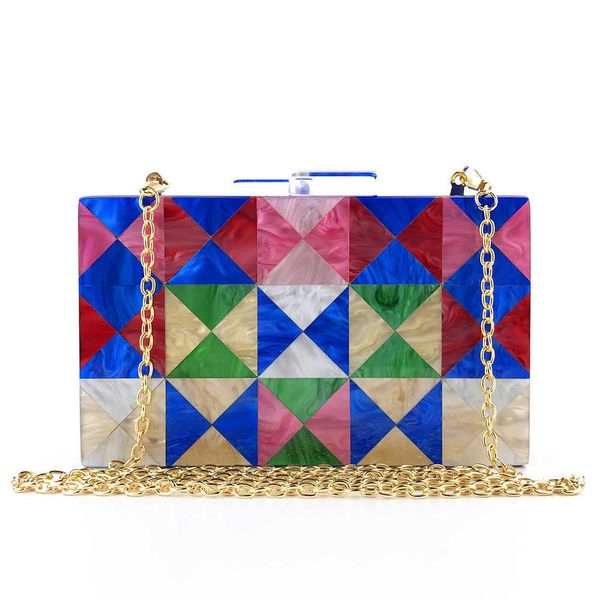 

hengmei dinner bag triangle color splicing acrylic women's bag evening bag 230309
