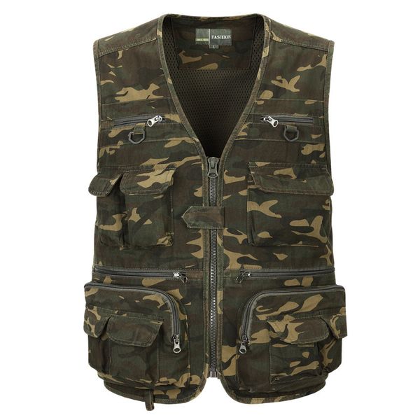 

men's vests camouflage multipocket functional pography fishing outdoor thin 230309, Black;white