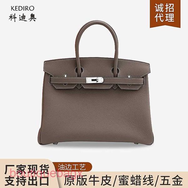 

original edition designer h ermess brikiss bags online shop cordio lychee pattern bag layer cowhide women's hand handmade honey wax lin