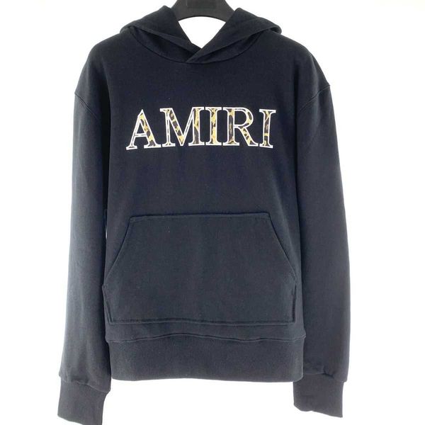 

2023 new seasonhoody am1r1 hoodie leopard tiger pattern sanskrit embroidery letter simple casual long sleeve hooded black sweater fashion de