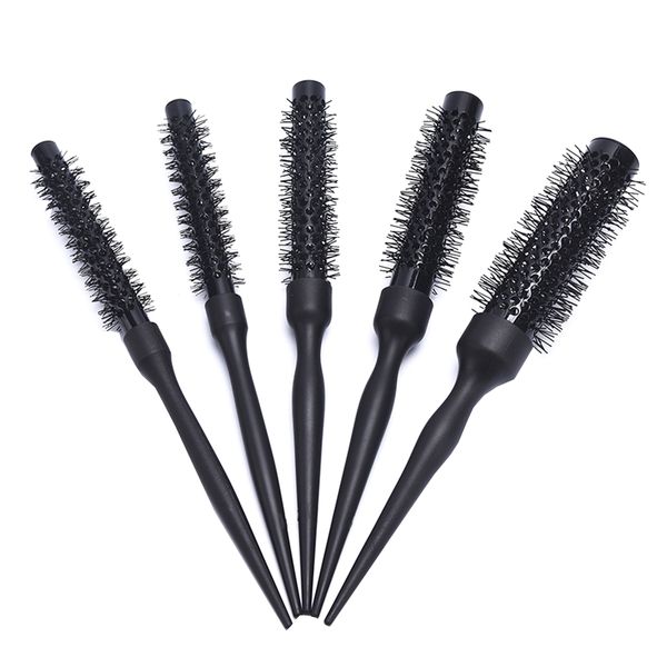 

1pcs black curly round roll hair brush nylon professional comb salon barber hairbrush hairdressing styling tool edge control, Brown