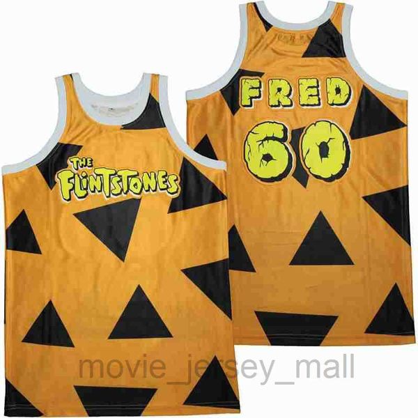 

movie basketball jerseys #60 fred flint stone jersey mens size s-xxl 001, Black;red