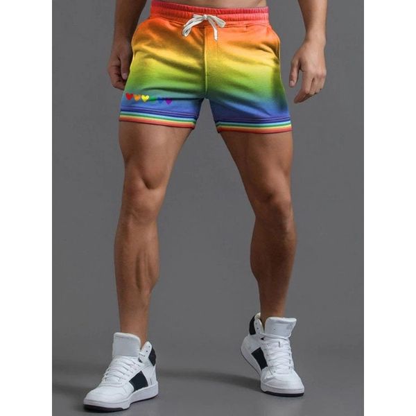 

men's shorts badassdude rainbow love striped casual 230308, White;black