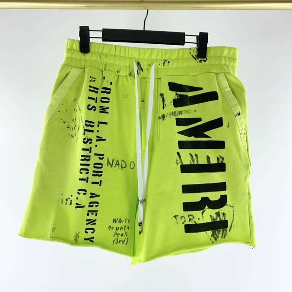 

shorts pants am1r1 high street fashion brand graffiti drawcord letter print versatile zip pocket loose designer niche ins celebrity casual, White;black